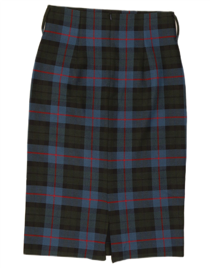 Женская юбка-карандаш миди Zara, большая, синяя в клетку, полиэстер W32