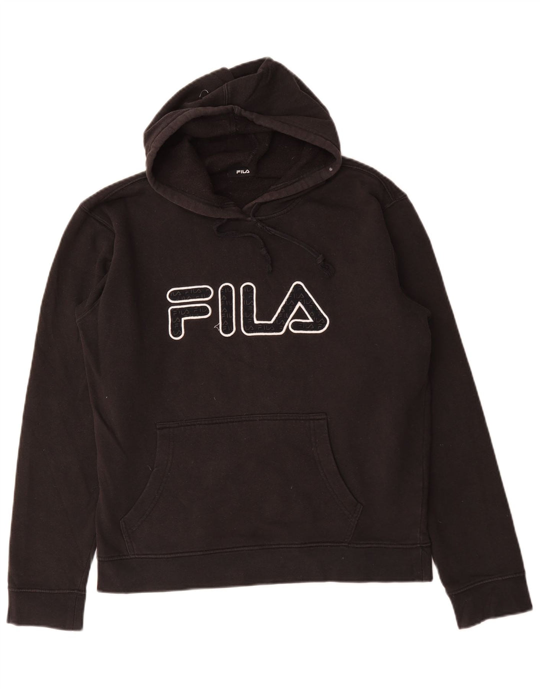 Fila Мужской джемпер с капюшоном с рисунком, средний черный, хлопок