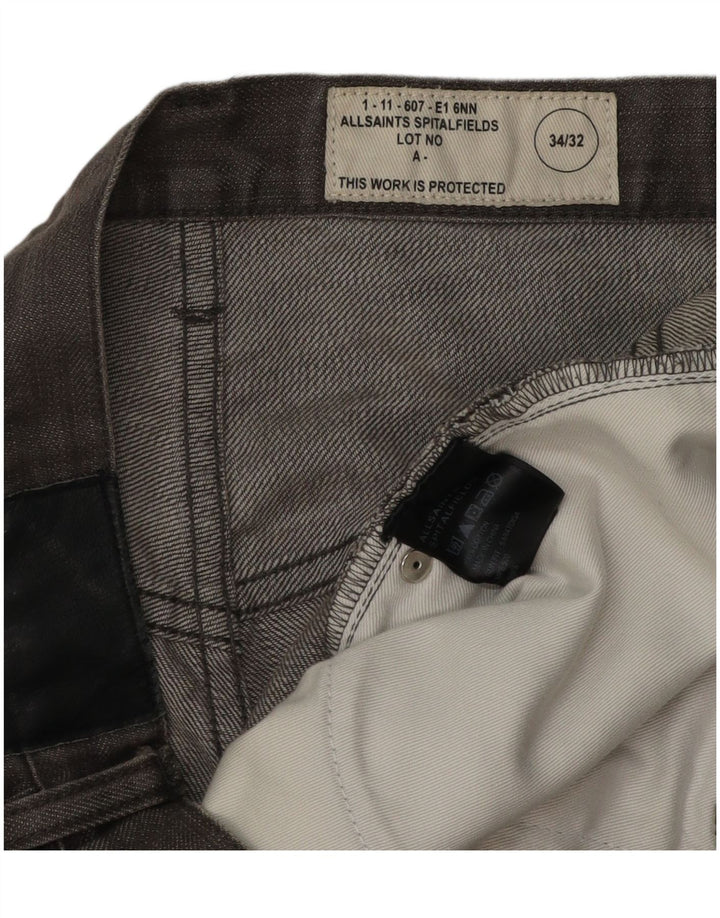 Мужские прямые джинсы All Saints W34 L26, серый хлопок