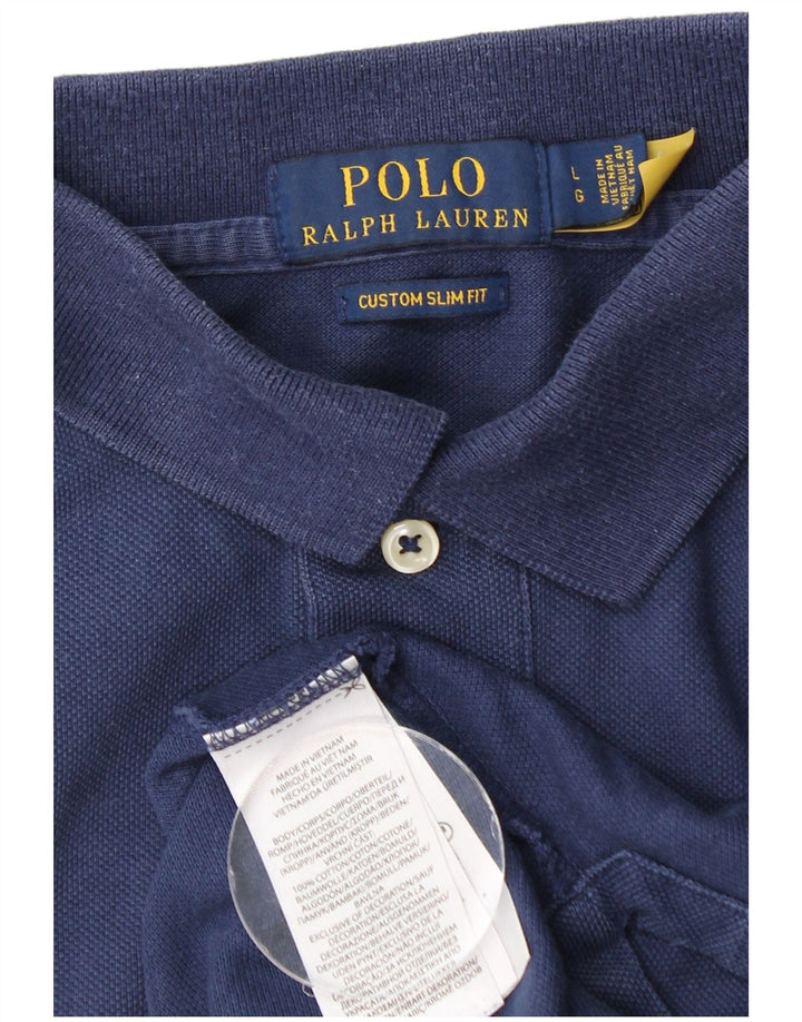 Мужская рубашка поло узкого кроя POLO RALPH LAUREN, большая темно-синяя