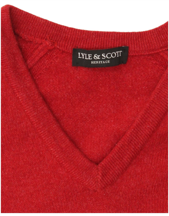 Мужской джемпер с v-образным вырезом Lyle & Scott Heritage, большой красный