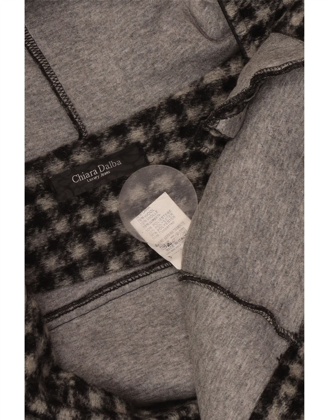 ВИНТАЖНАЯ женская куртка-бомбер с капюшоном UK 18 XL, черная шерстяная клетка