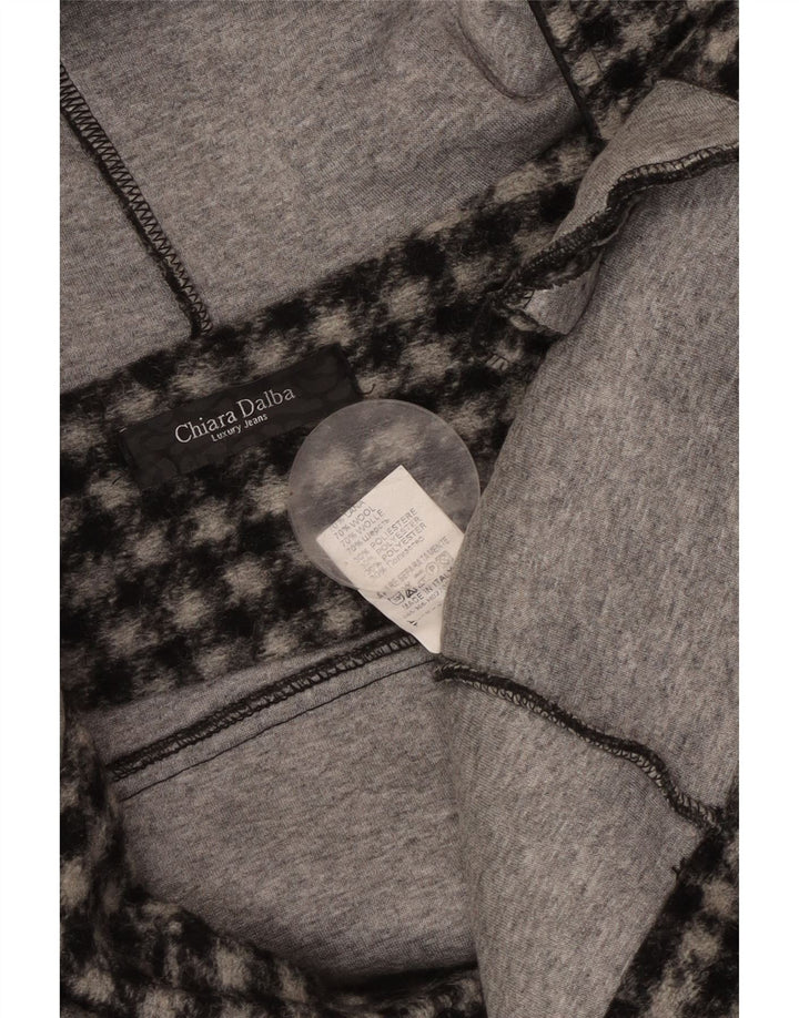 ВИНТАЖНАЯ женская куртка-бомбер с капюшоном UK 18 XL, черная шерстяная клетка