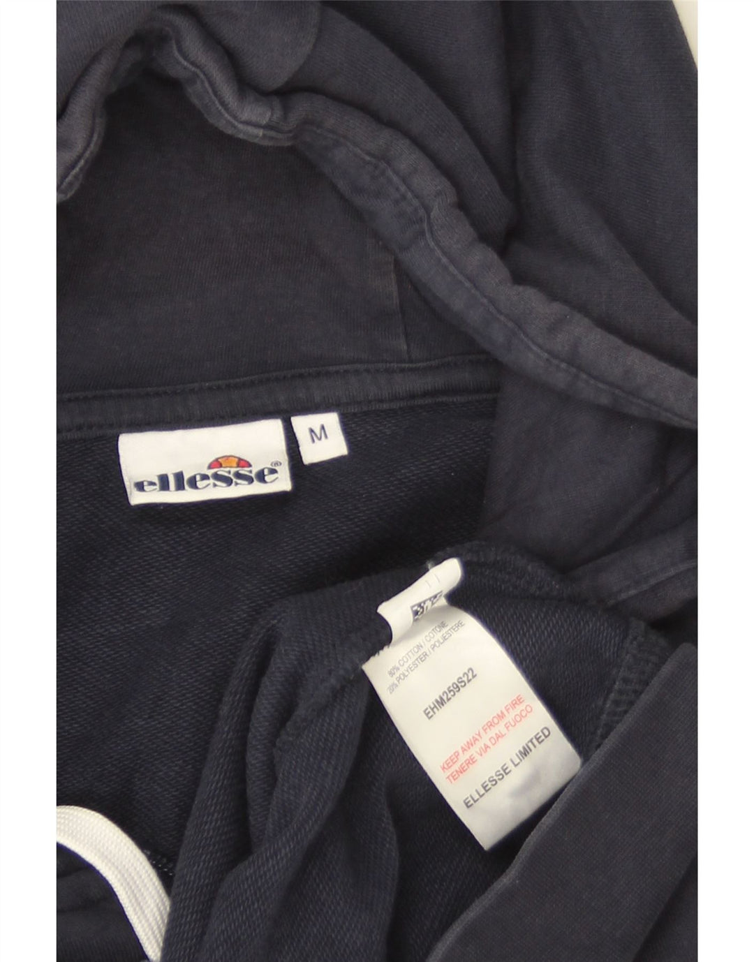 Мужской свитер Ellesse с капюшоном на молнии, средний, темно-синий, хлопковый в полоску