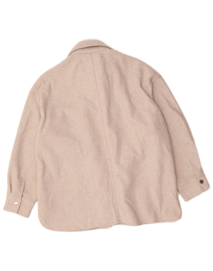 Женская куртка-рубашка Zara UK 14, средний бежевый полиэстер