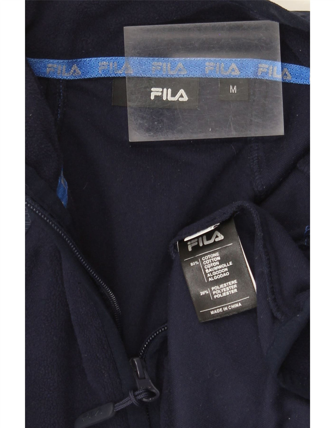 Мужская флисовая куртка Fila UK 38, средний темно-синий, хлопок с цветными блоками