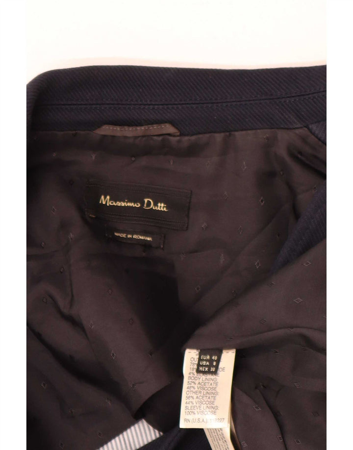Женский пиджак на 1 пуговице Massimo Dutti EU 40, средний темно-синий, хлопок