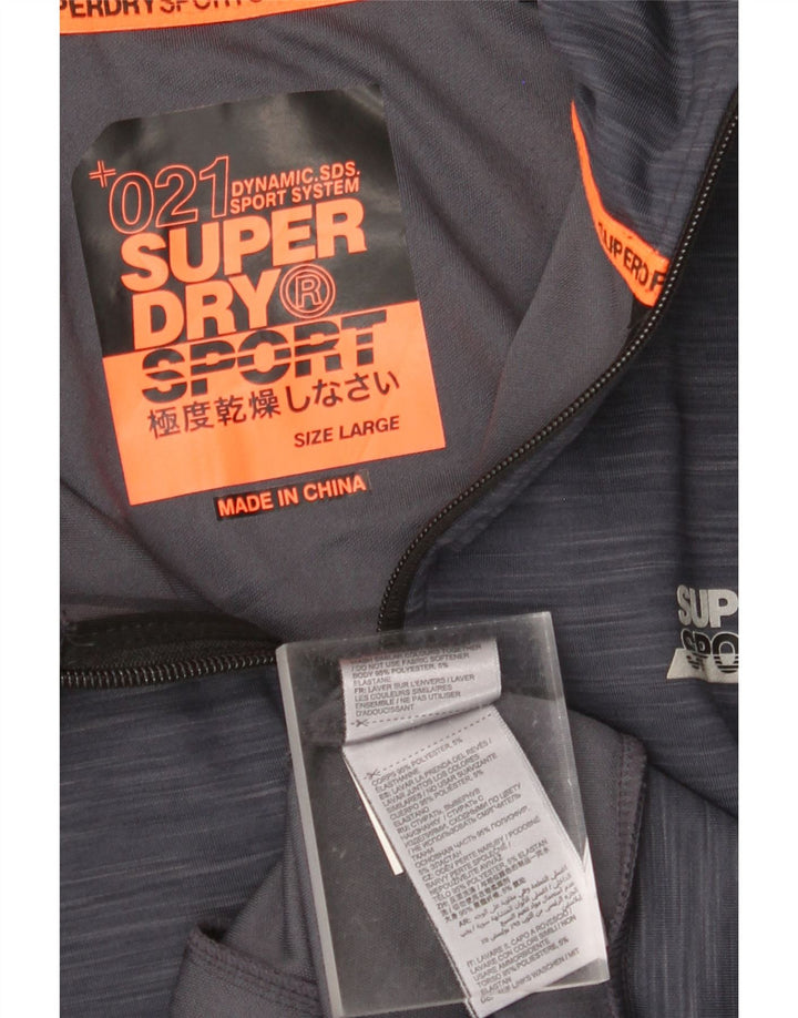 SUPERDRY Мужской свитер с капюшоном на молнии с графическим рисунком, большой темно-синий, полиэстер с крапинками