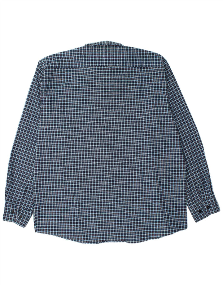Винтажная мужская фланелевая рубашка, размер 45 XL, синяя клетка