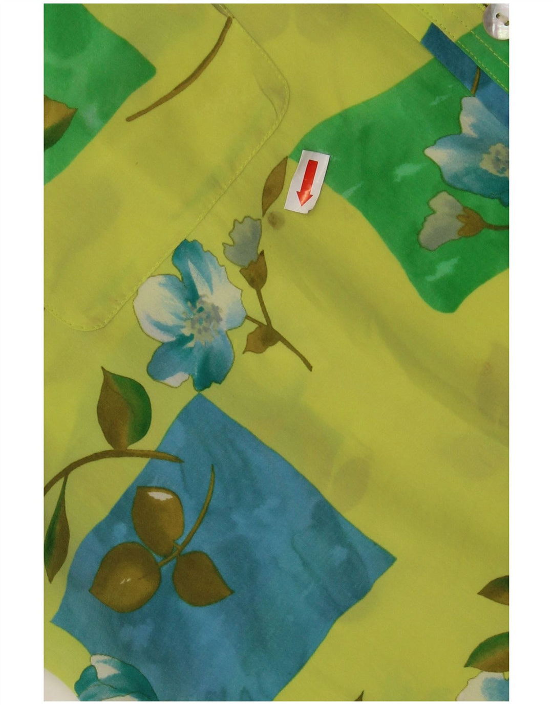 Женская прозрачная блузка-рубашка с коротким рукавом CHERIE IT 48 XL, зеленая с цветочным принтом