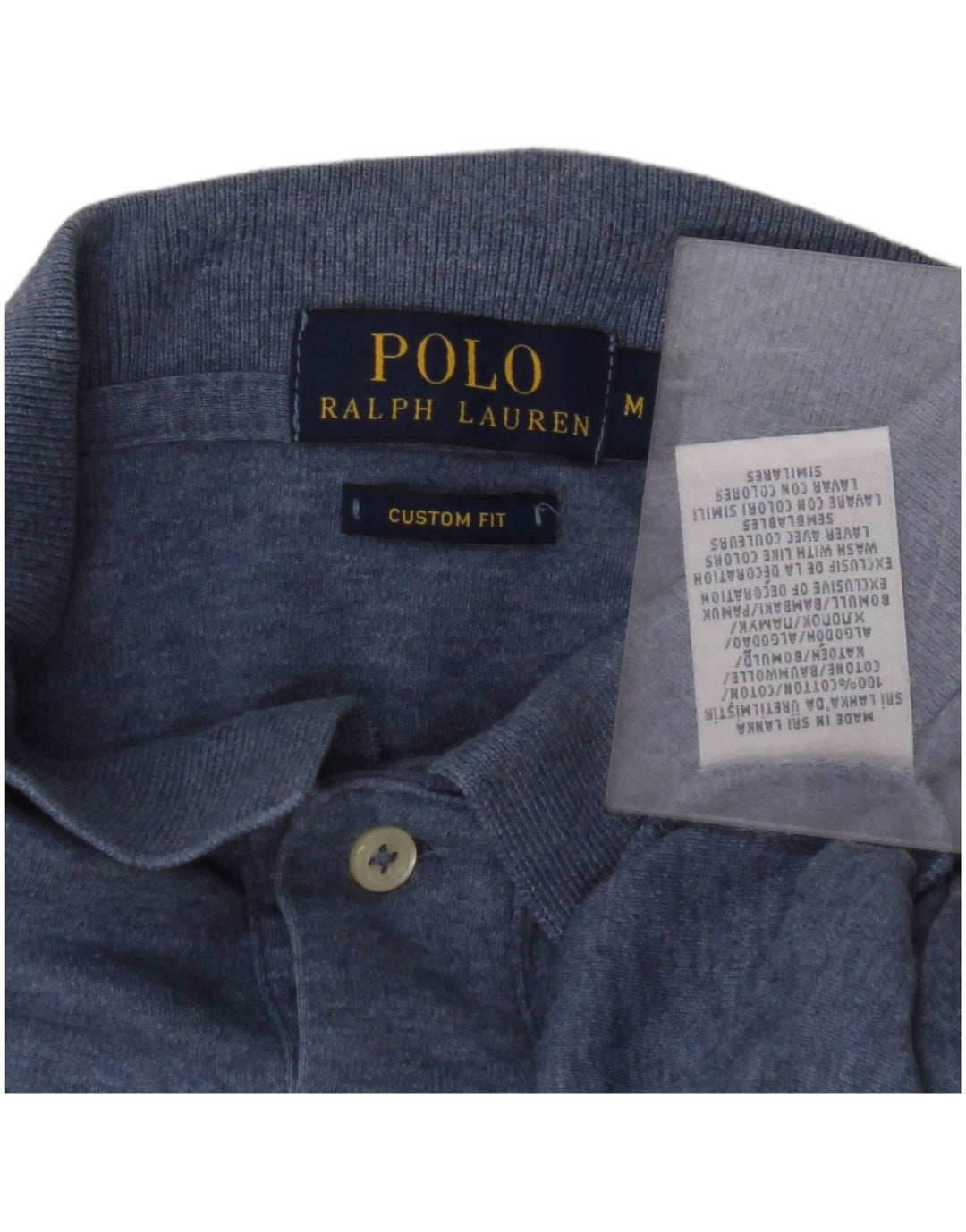 Мужская рубашка поло POLO RALPH LAUREN, хлопковая, среднего размера, синего цвета