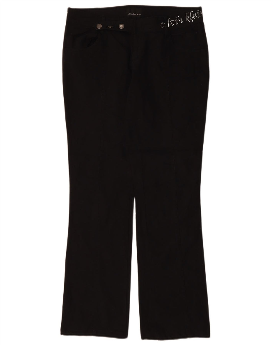 CALVIN KLEIN Womens Graphic Bootcut Casual Trousers W34 L32 Black