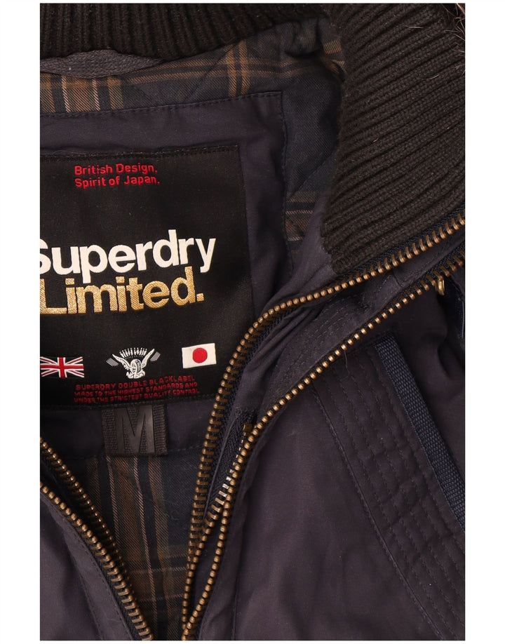 Женская ветровка Superdry с капюшоном UK 14, средний темно-синий хлопок