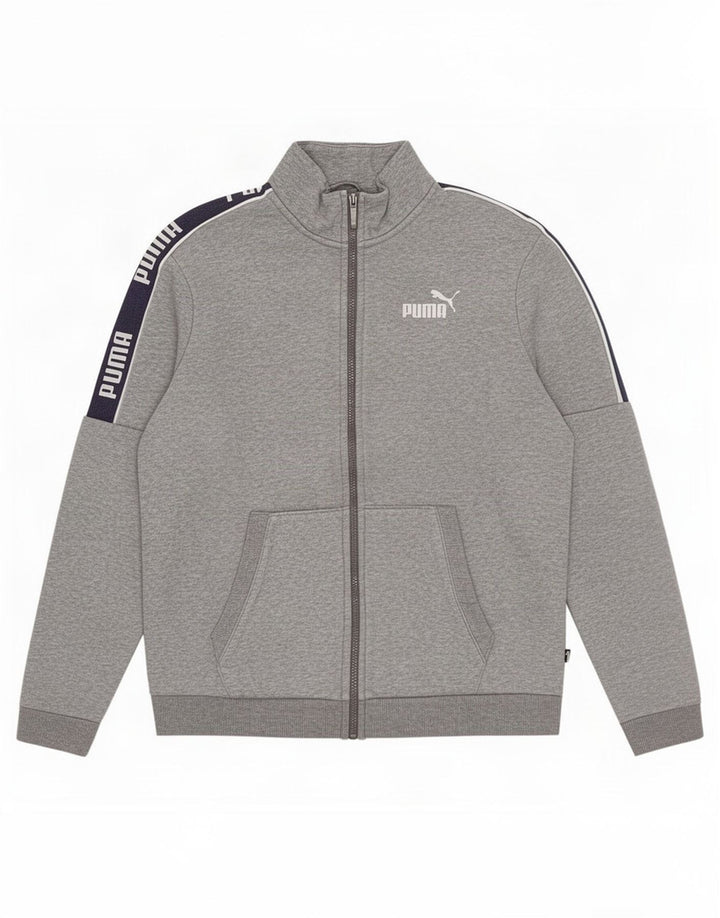 Puma Мужской спортивный костюм с графическим рисунком, верхняя куртка, средний серый хлопок с цветными блоками