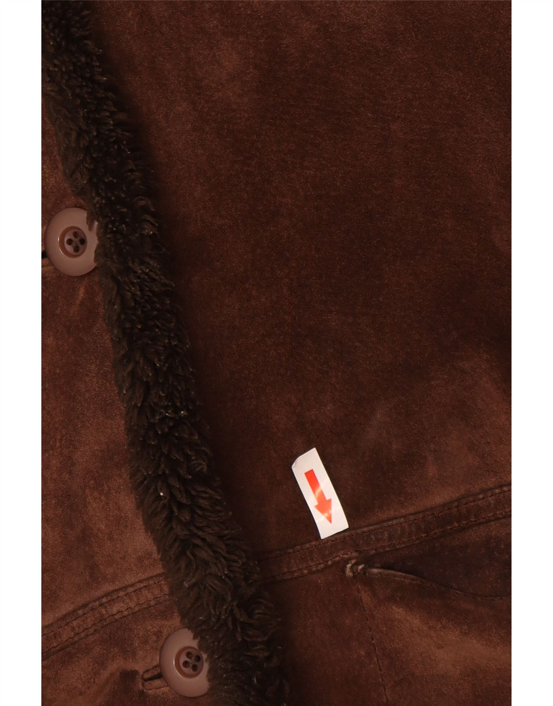 Винтажная женская дубленка оверсайз UK 10, маленькая коричневая кожа