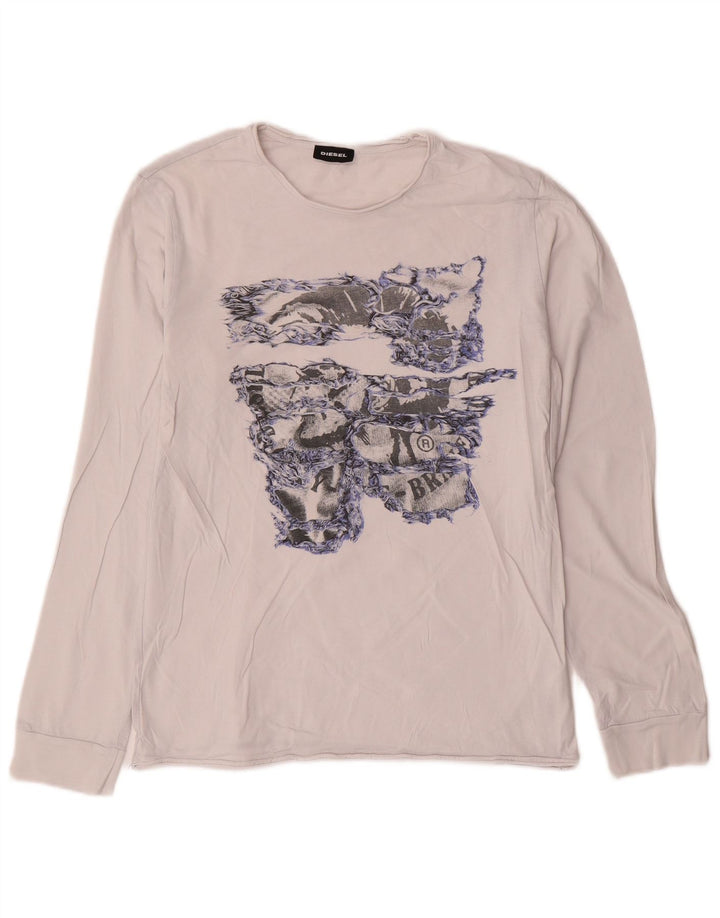Топ Diesel с рисунком для девочек, длинный рукав, 15–16 лет, белый хлопок