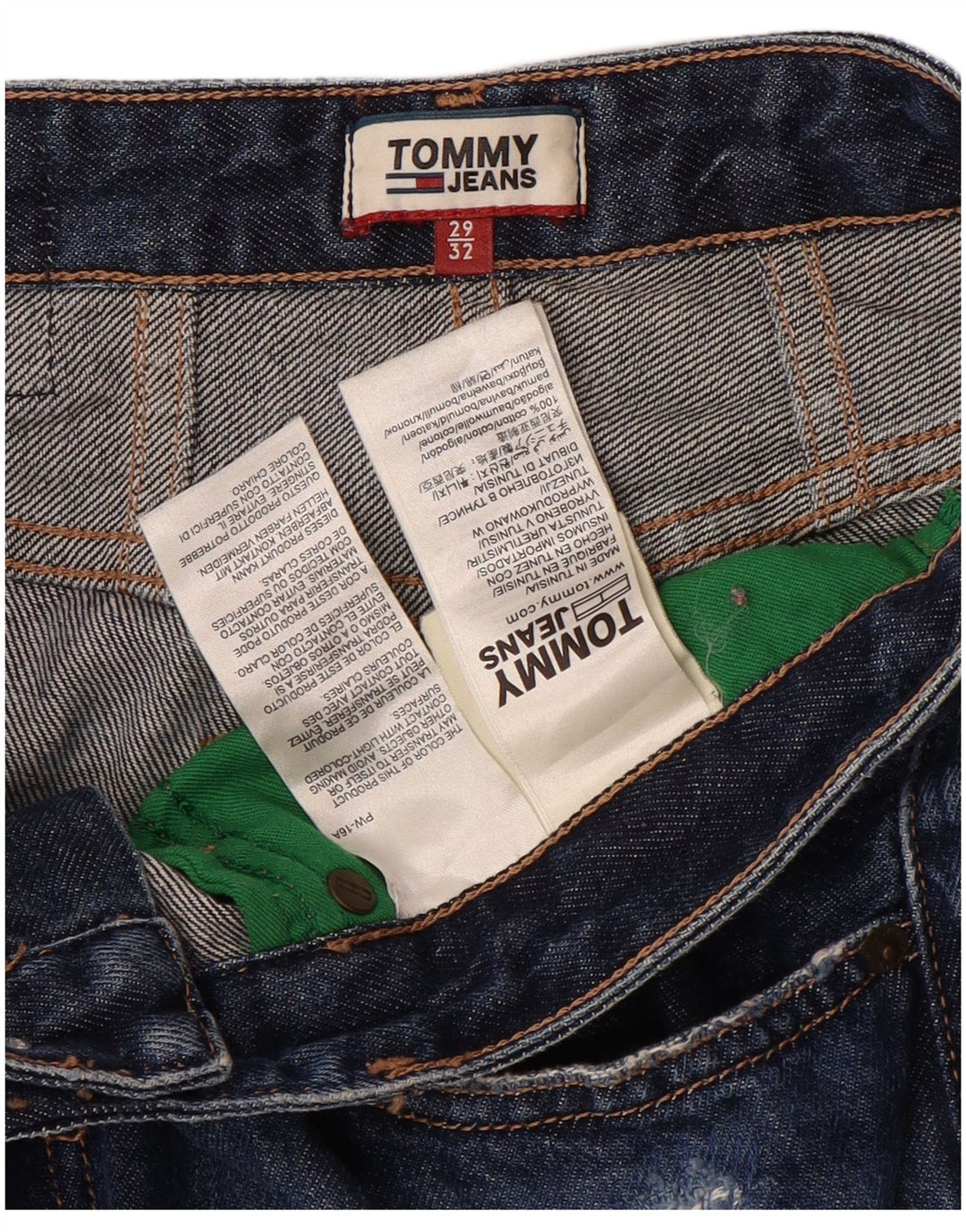 Женские потертые зауженные джинсы с высокой посадкой Tommy Hilfiger W29 L27 синие