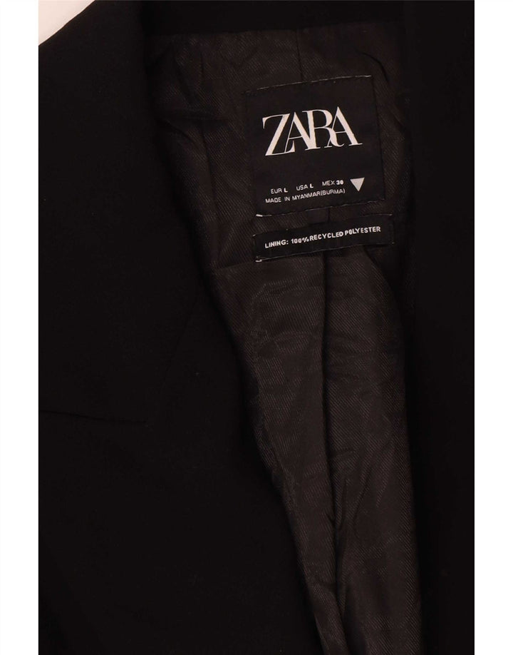 Женский удлиненный двубортный пиджак Zara UK 16, большой черный