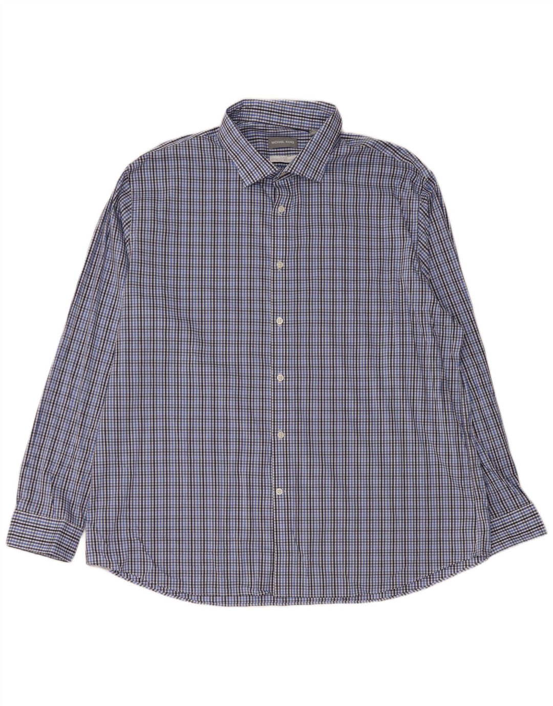 Мужская рубашка приталенного кроя MICHAEL KORS, размер 18 1/2 2XL, синяя клетка, хлопок