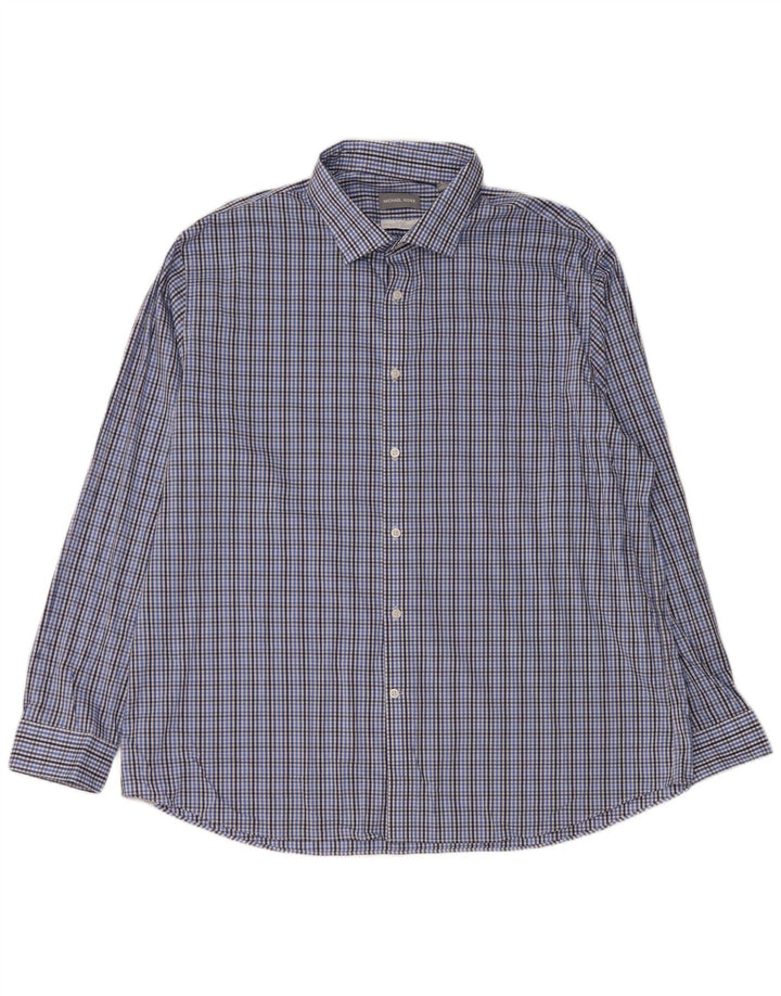 Мужская рубашка приталенного кроя MICHAEL KORS, размер 18 1/2 2XL, синяя клетка, хлопок