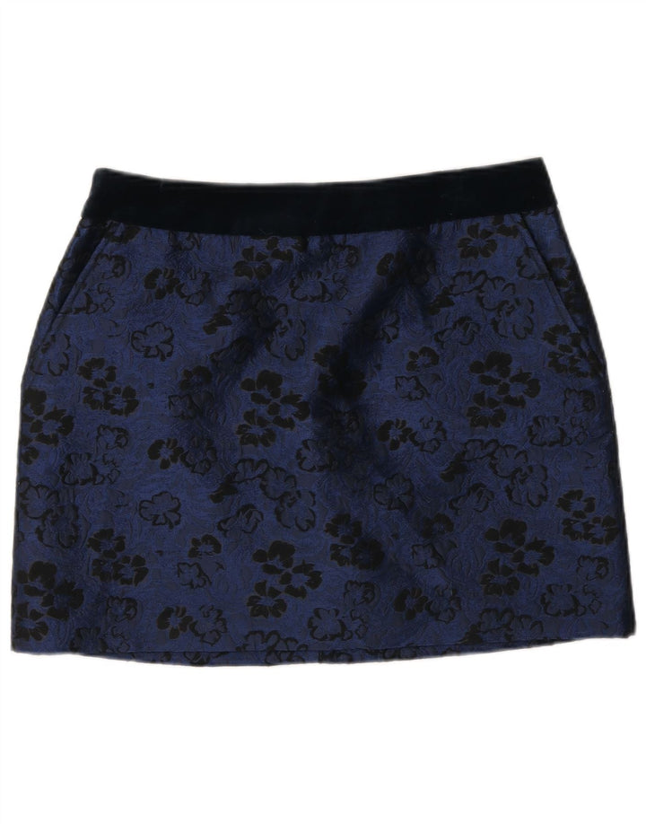 JACK WILLS Womens Mini Skirt UK 12 Medium W30 Blue Floral Polyester