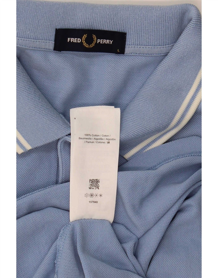 Мужская рубашка-поло Fred Perry в большую синюю полоску из хлопка