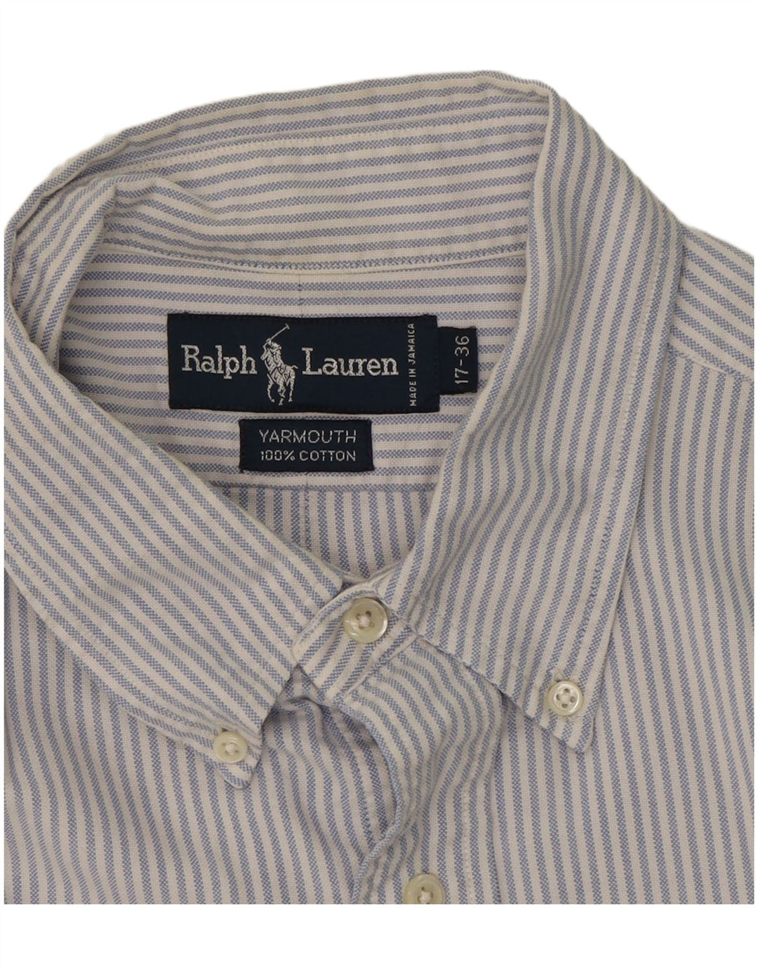 RALPH LAUREN Mens Yarmouth Shirt Size 17 XL Blue Pinstripe Cotton