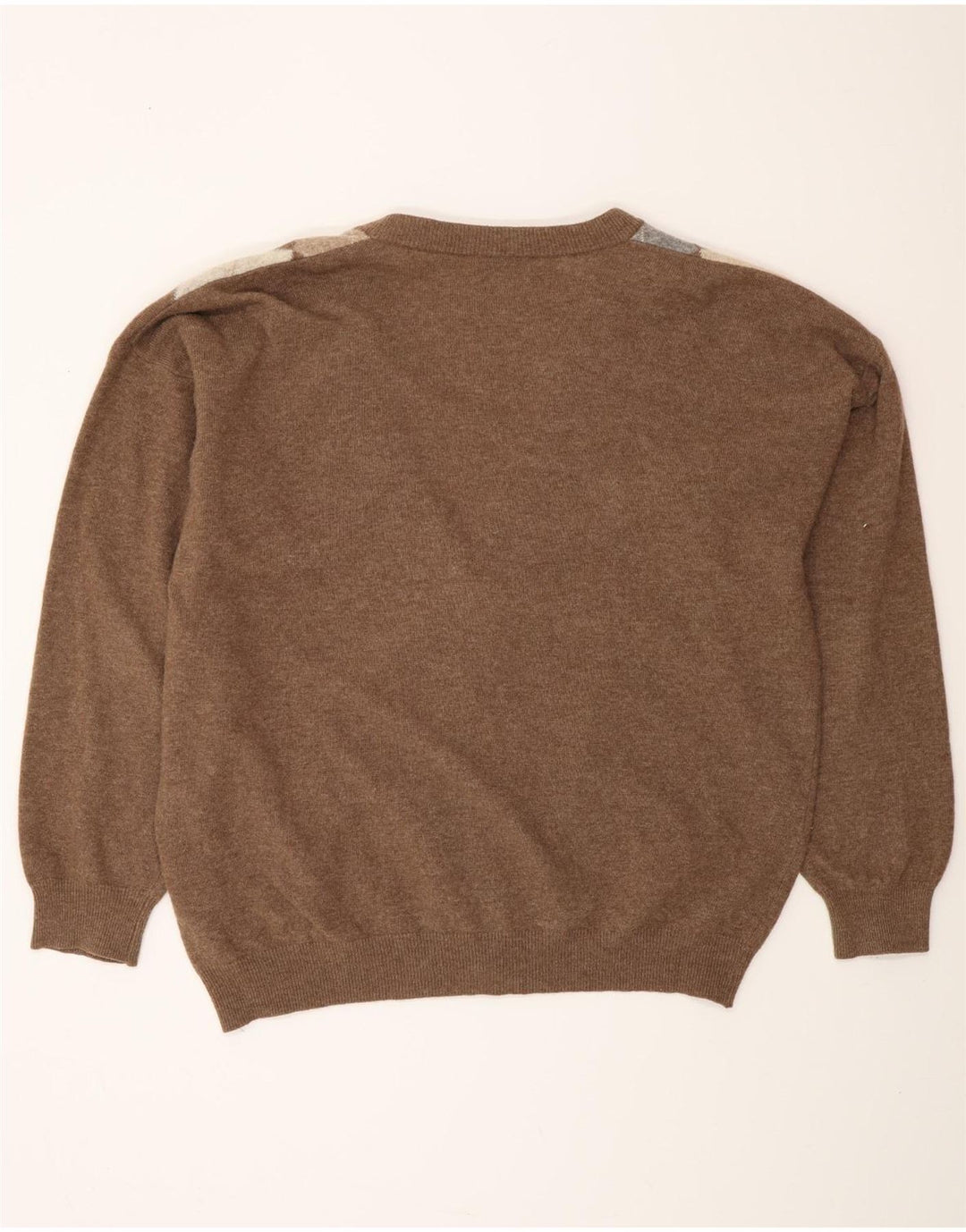 MONELLO Мужской кардиган-свитер IT 52 Большой Коричневый Argyle/Diamond Wool