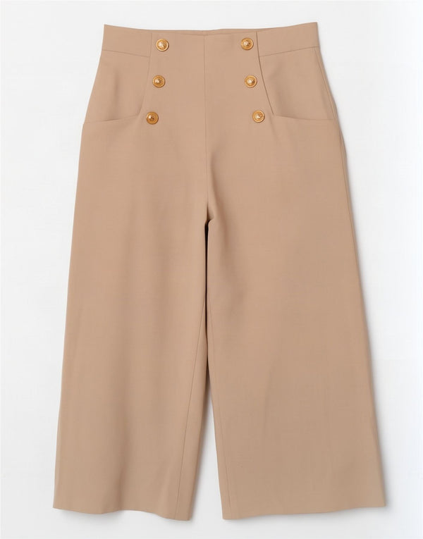 Женские широкие капри Zara Medium W28 L22, бежевый полиэстер