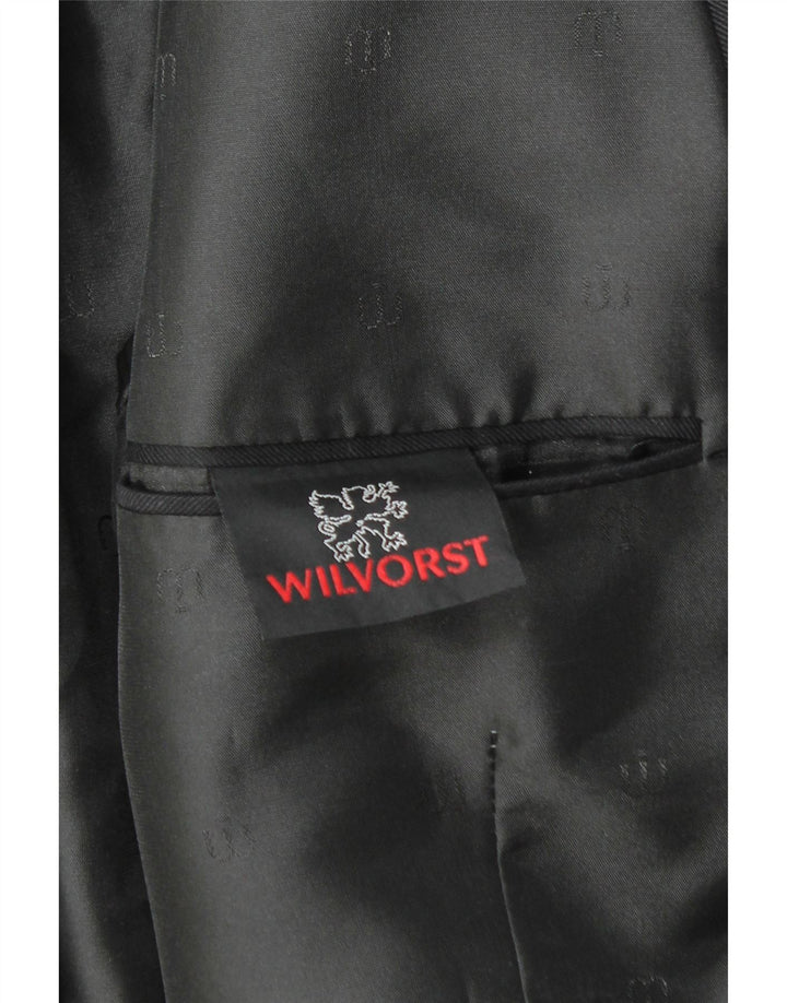 Мужской укороченный двубортный пиджак WILVORST UK 42 XL, черный в тонкую полоску