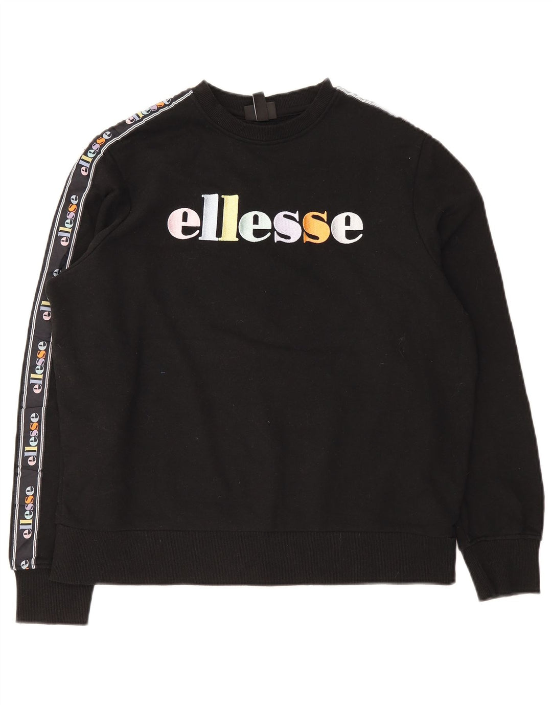 Женский джемпер оверсайз с рисунком Ellesse, размер UK 10, маленький, черный, хлопок
