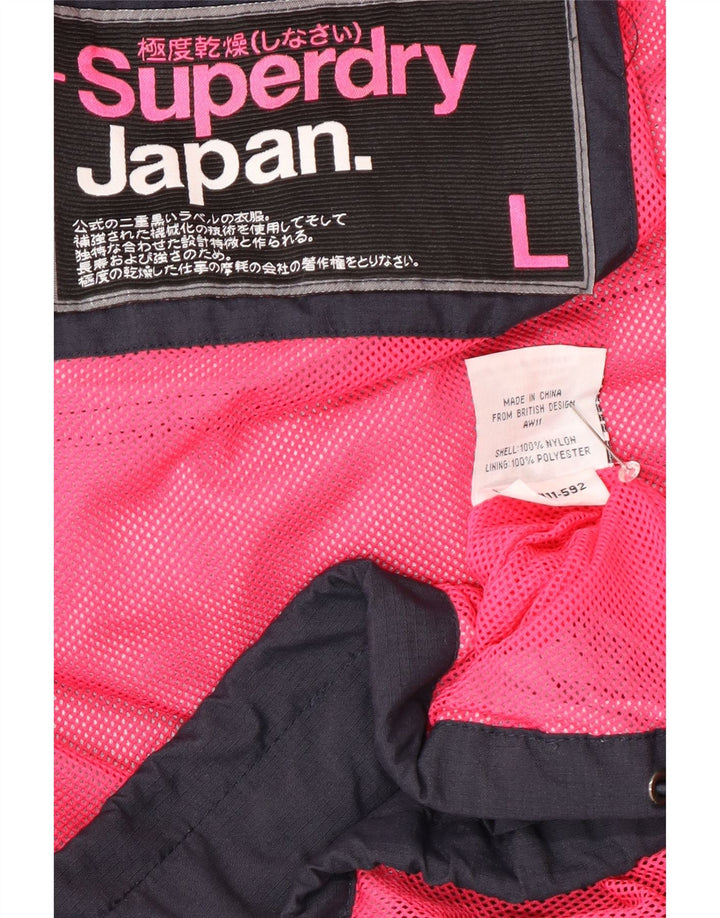 Женская ветровка Superdry UK 16, большая темно-синяя нейлоновая куртка