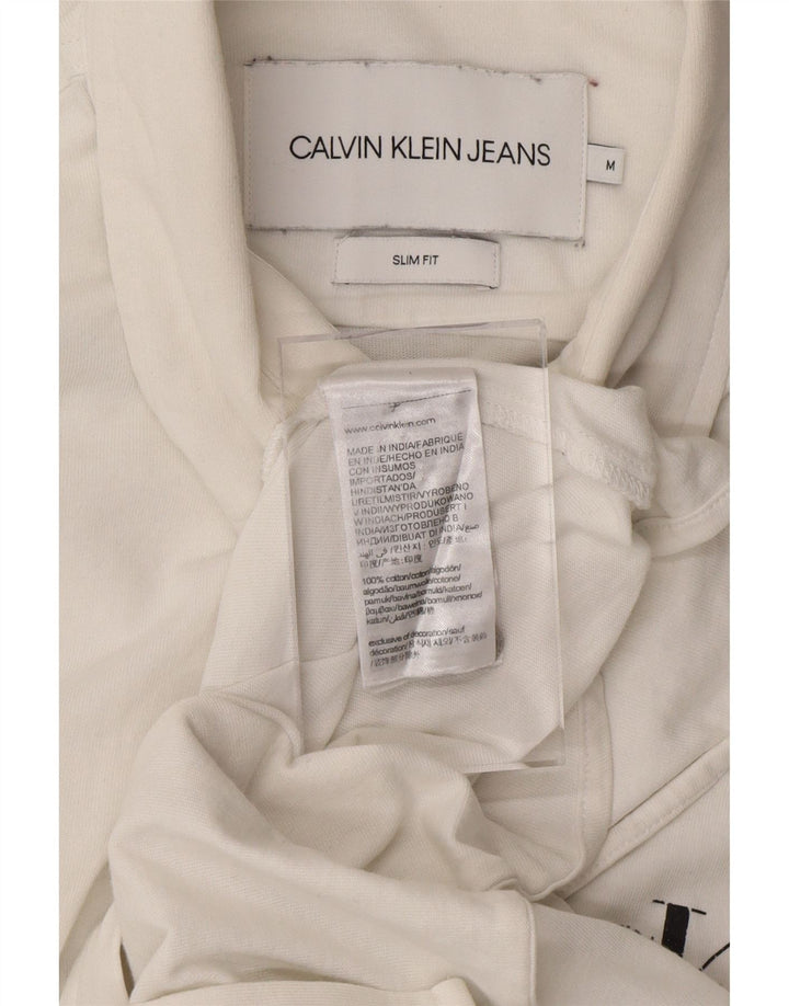 CALVIN KLEIN JEANS Mens Slim Fit Shirt Medium White Cotton Vintage Calvin Klein Jeans and Second-Hand Calvin Klein Jeans from Messina Hembry 