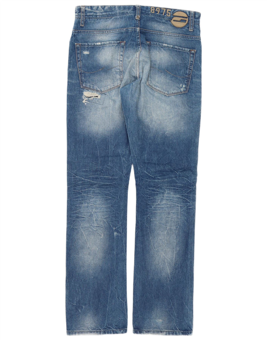 Мужские потертые прямые джинсы Jack & Jones W32 L34 синие, лоскутный хлопок