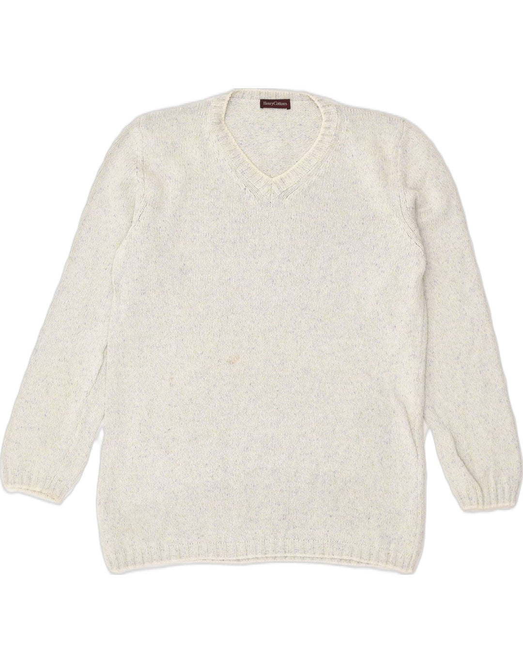 HENRY COTTONS Womens V-Neck Jumper Sweater EU 46 XL White Cotton | Vintage Henry Cottons | Thrift | Second-Hand Henry Cottons | Used Clothing | Messina Hembry 