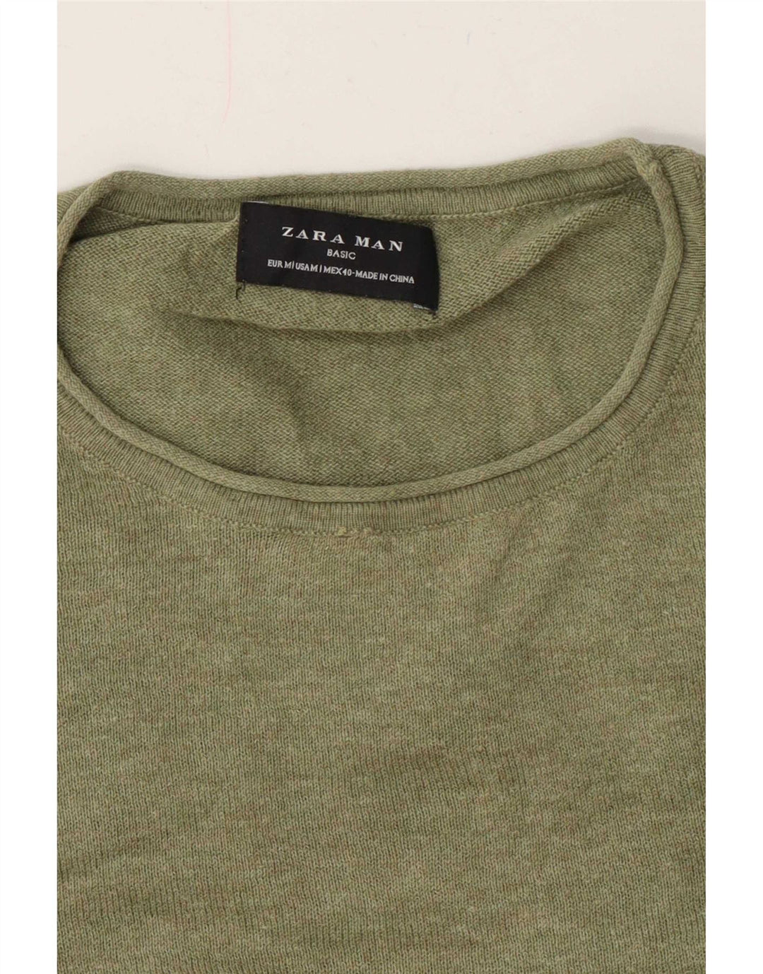 Мужской джемпер с круглым вырезом Zara, средний зеленый