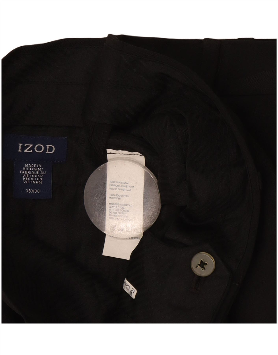 Брюки мужские прямые костюмные Izod W38 L30 черные из полиэстера