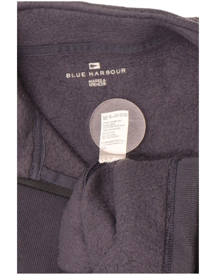 MARKS & SPENCER Mens Blue Harbour Zip Neck Sweatshirt Jumper XL Navy Blue