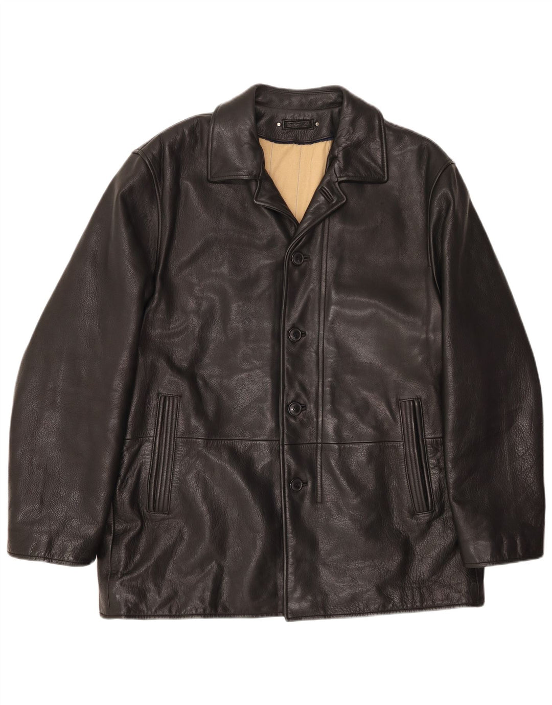 Мужская кожаная куртка VINTAGE UK 46 3XL черная кожа