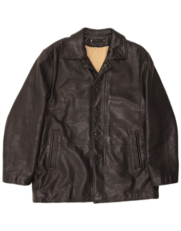 Мужская кожаная куртка VINTAGE UK 46 3XL черная кожа