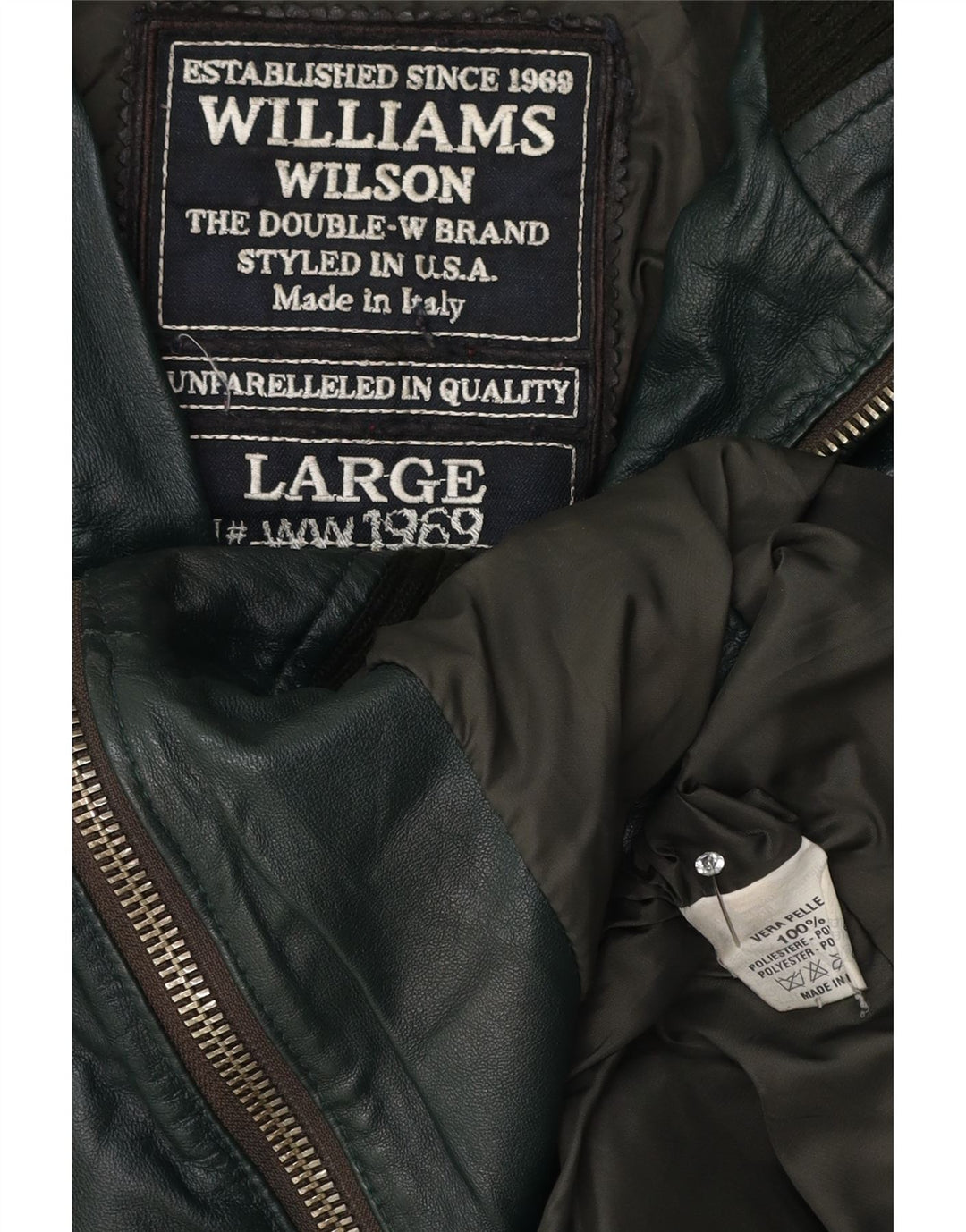 Мужская кожаная куртка Williams Wilson UK 40, большая зеленая кожа
