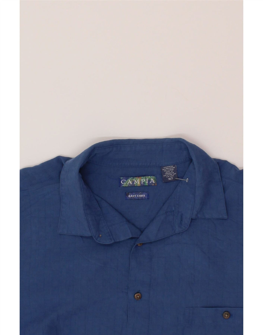 VINTAGE Mens Short Sleeve Shirt XL Blue Vintage Vintage and Second-Hand Vintage from Messina Hembry 