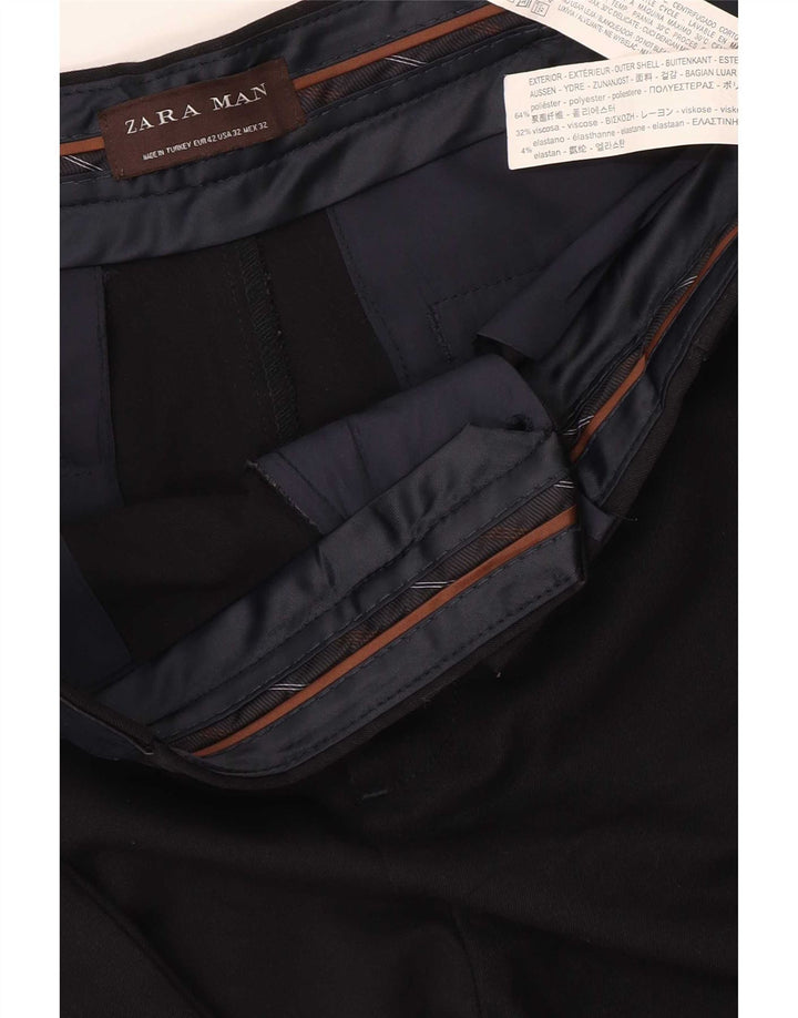 Мужские укороченные брюки Zara EU 42, большие W32 L25, черный полиэстер