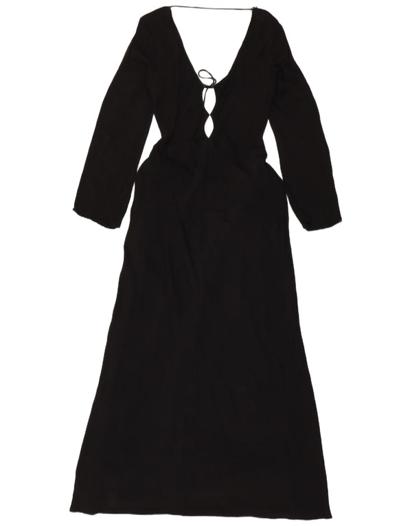 Женское платье макси с длинным рукавом ZARA UK 18 XL, черное из вискозы