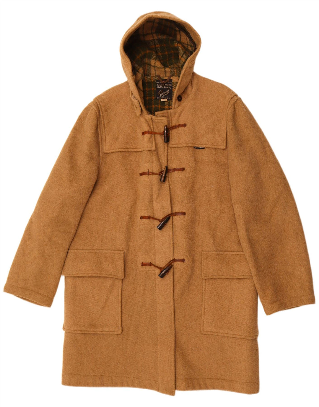 Женский дафлкот Gloverall с капюшоном UK 42 XL, бежевый, шерсть