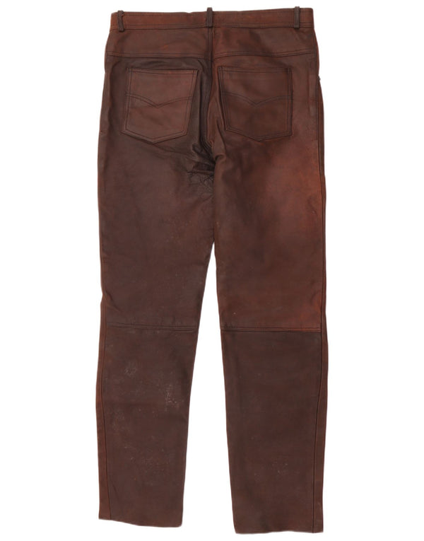 Мужские прямые кожаные брюки American Eagle W36 L32 коричневые