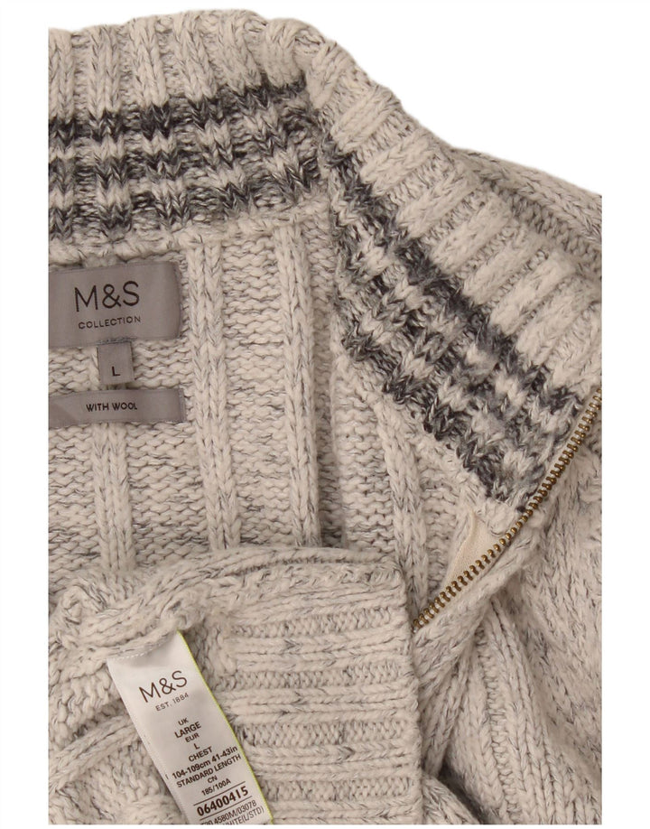 Мужской джемпер с воротником на молнии Marks & Spencer, большой серый акрил в крапинку