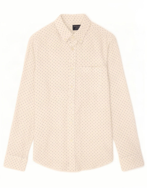 Abercrombie & Fitch Mens Shirt Medium White Geometric Linen
