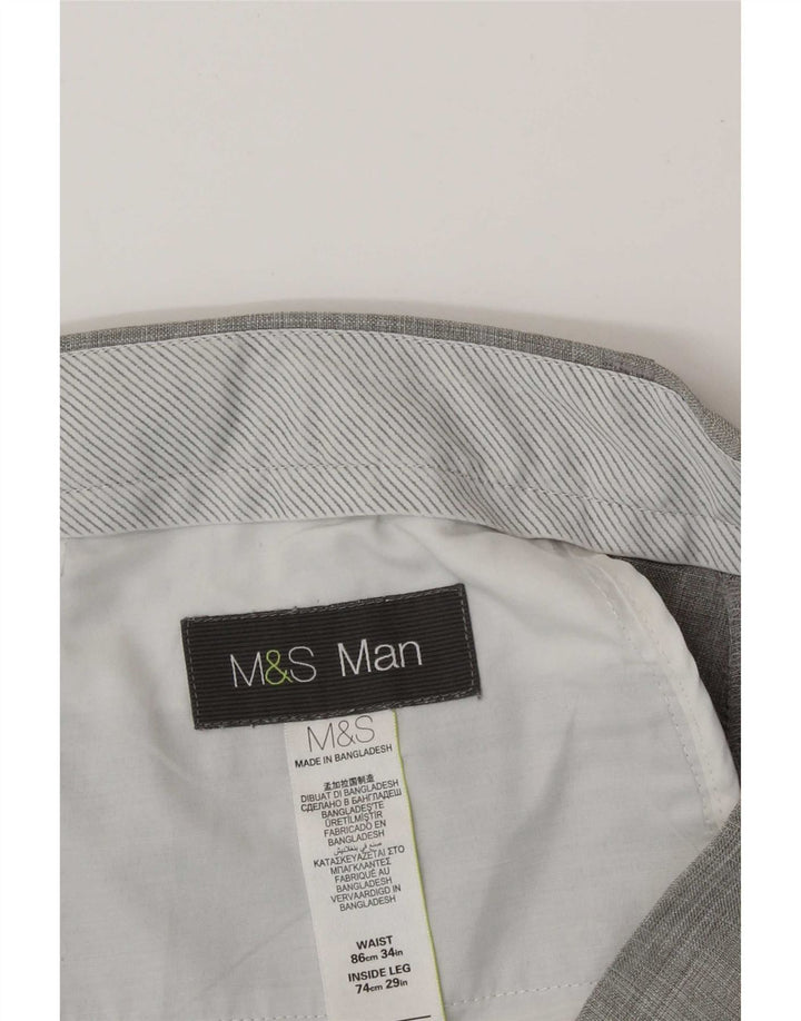 Мужские костюмные брюки Marks & Spencer W32 L29 серые из полиэстера