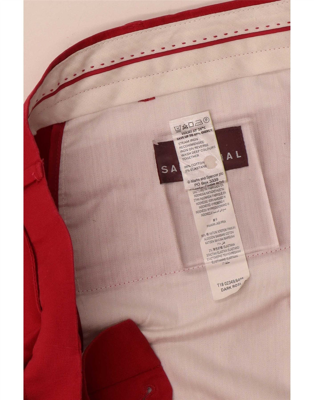 Женские прямые костюмные брюки Marks & Spencer W42 L29, красный хлопок